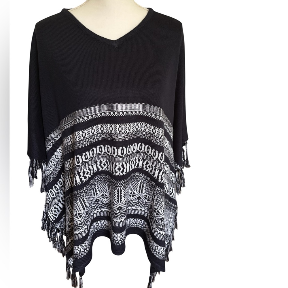 Chicos poncho sweater Chicos size small-medium Navy - Picture 2 of 6